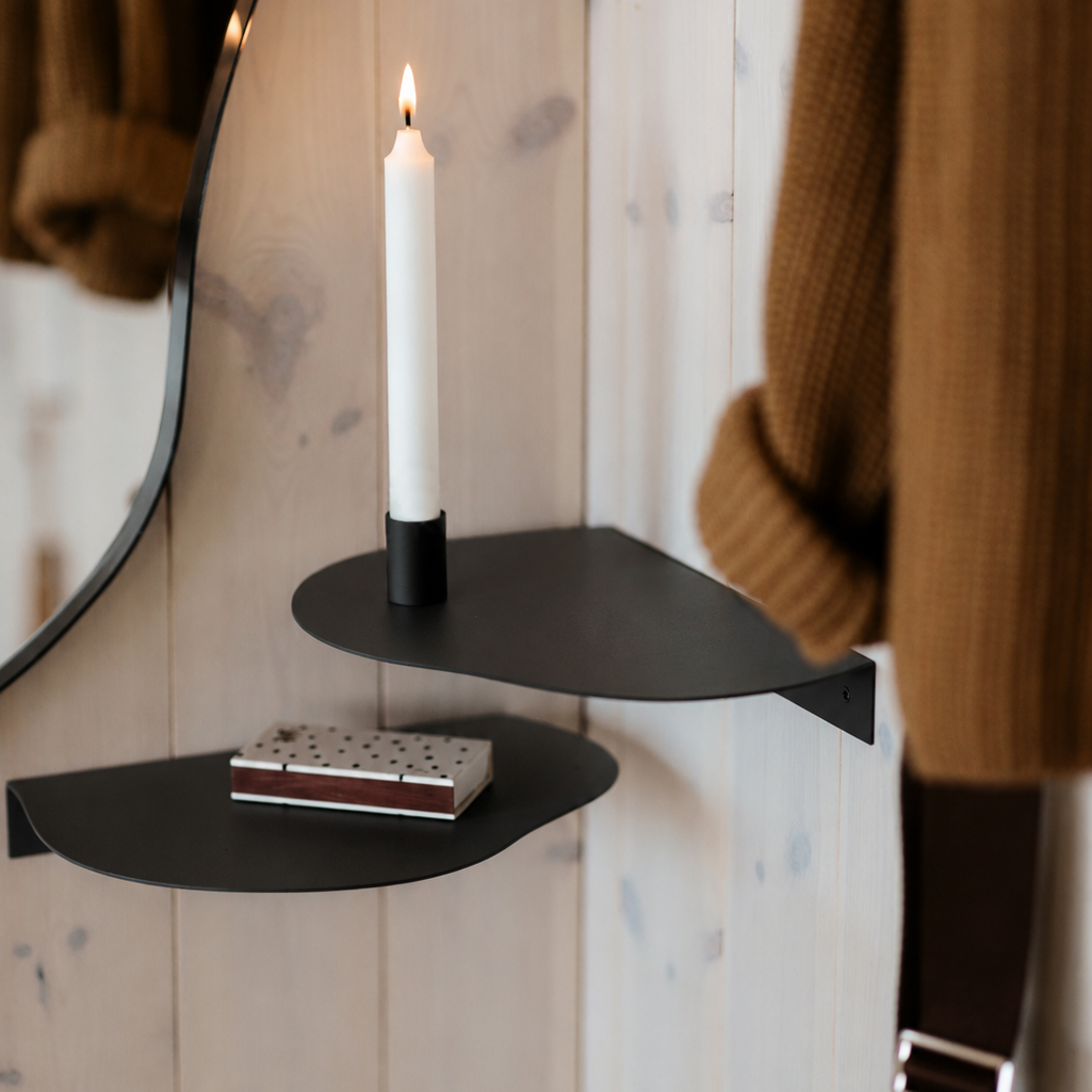 Vägghylla Svävande Leah och Ljushållare låg Noel svart - Bild 2
