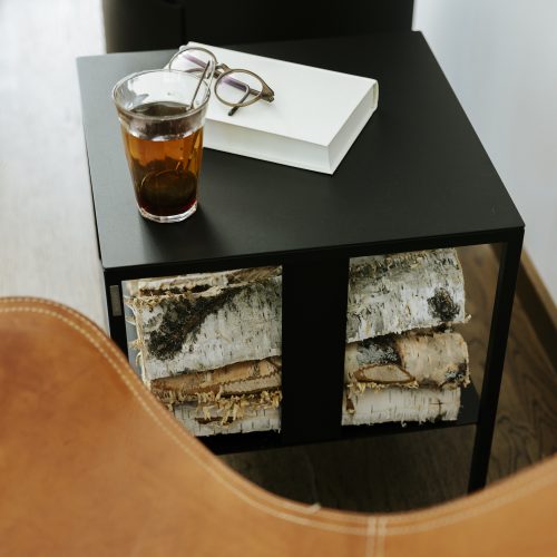 Vedförvaring svart stål