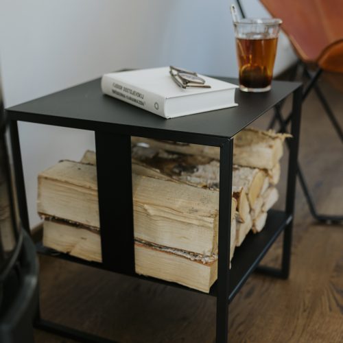 Vedförvaring svart stål